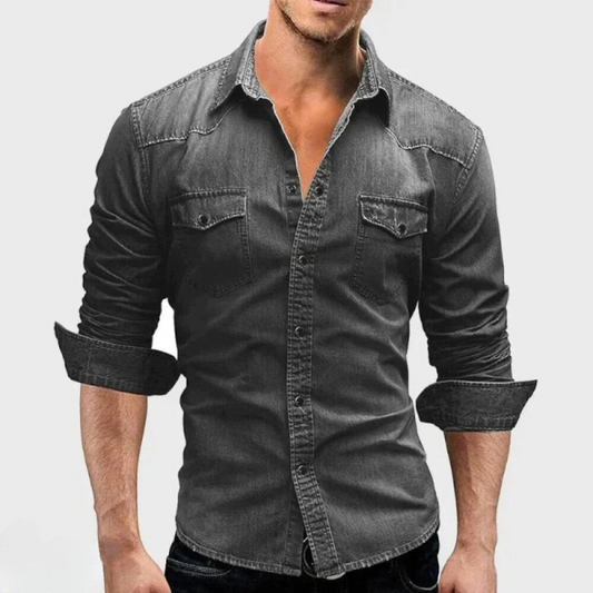Herren bequemes Jeanshemd mit klassischem Schnitt für Alltag und Freizeit