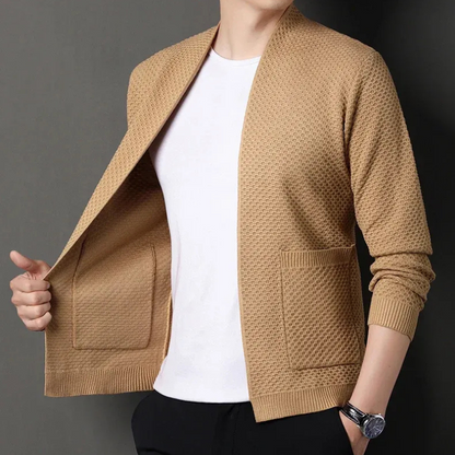 Herren eleganter Jacquard-Strickjacke in stilvollem Design