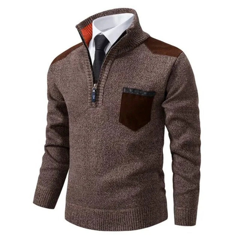 Herren eleganter Zip-Up-Pullover in modernem Design mit Reißverschluss