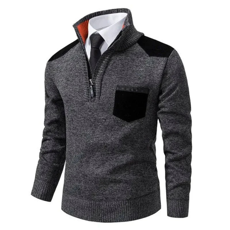 Herren eleganter Zip-Up-Pullover in modernem Design mit Reißverschluss