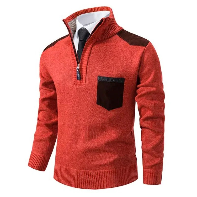Herren eleganter Zip-Up-Pullover in modernem Design mit Reißverschluss