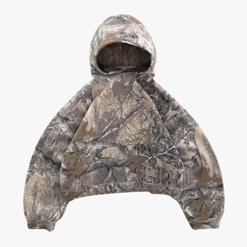 Herren entspannter Camouflage-Hoodie mit Kapuze und Kängurutasche