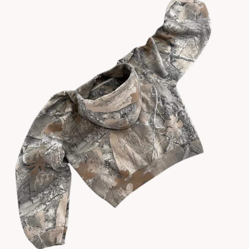 Herren entspannter Camouflage-Hoodie mit Kapuze und Kängurutasche