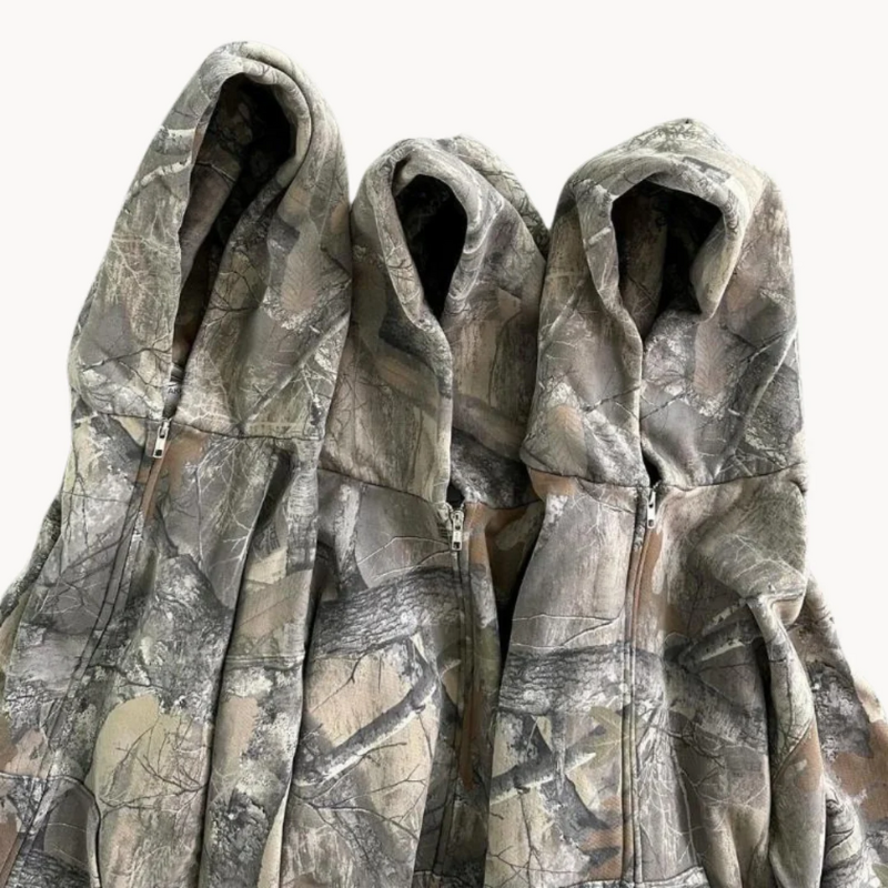 Herren entspannter Camouflage-Hoodie mit Kapuze und Kängurutasche