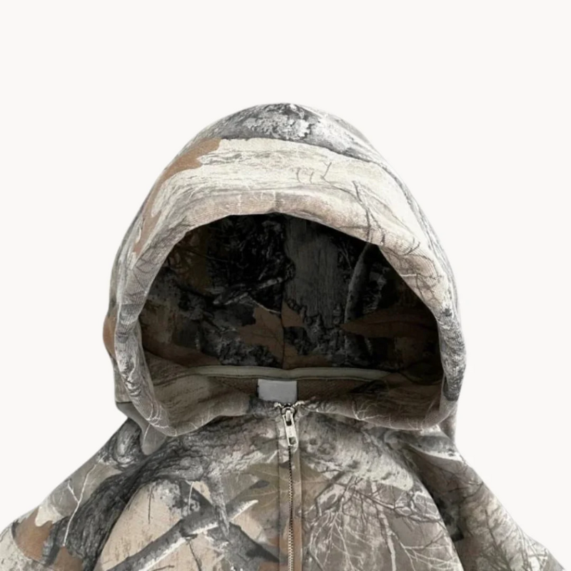 Herren entspannter Camouflage-Hoodie mit Kapuze und Kängurutasche