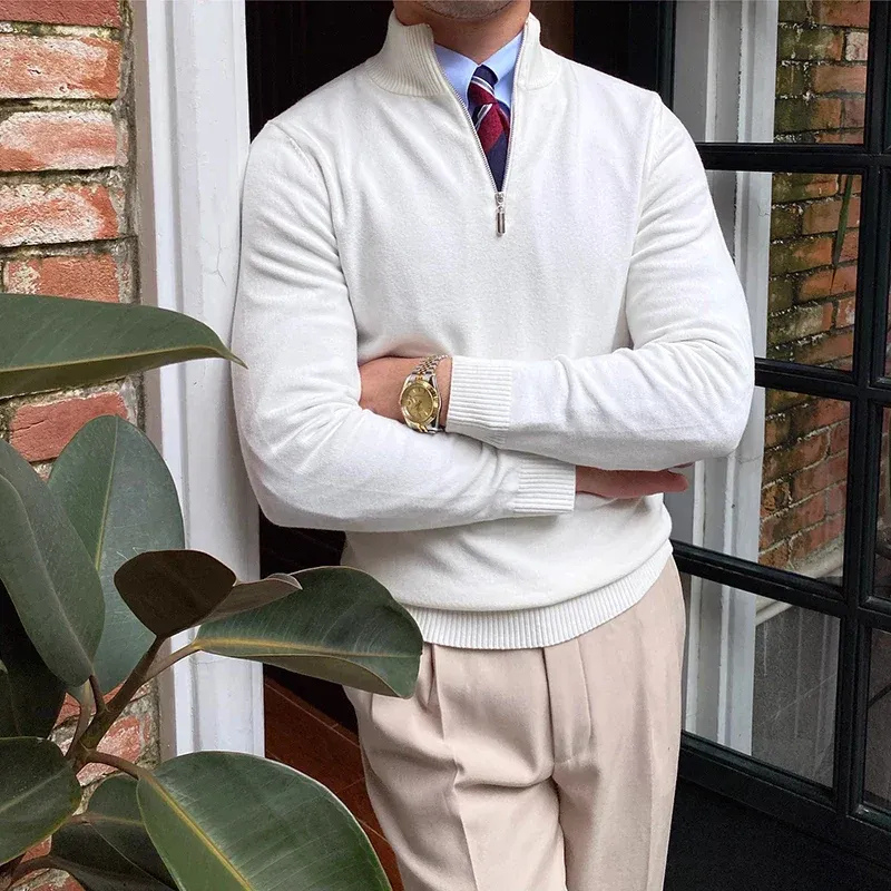 Herren-Freizeitpullover mit halbem Reißverschluss in modernem Design