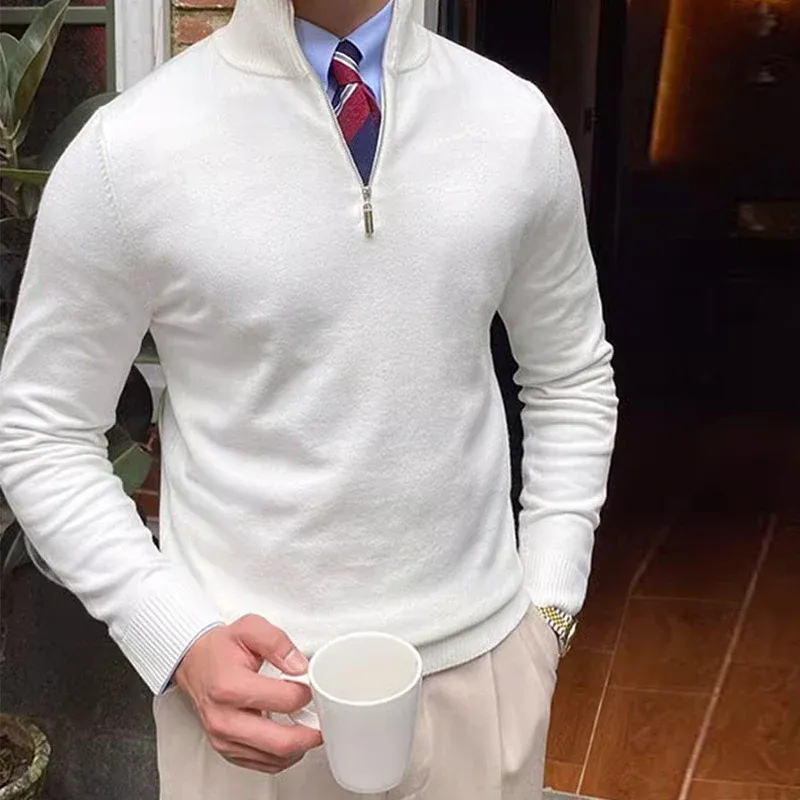 Herren-Freizeitpullover mit halbem Reißverschluss in modernem Design