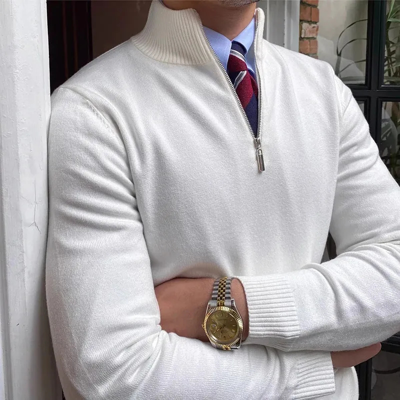 Herren-Freizeitpullover mit halbem Reißverschluss in modernem Design