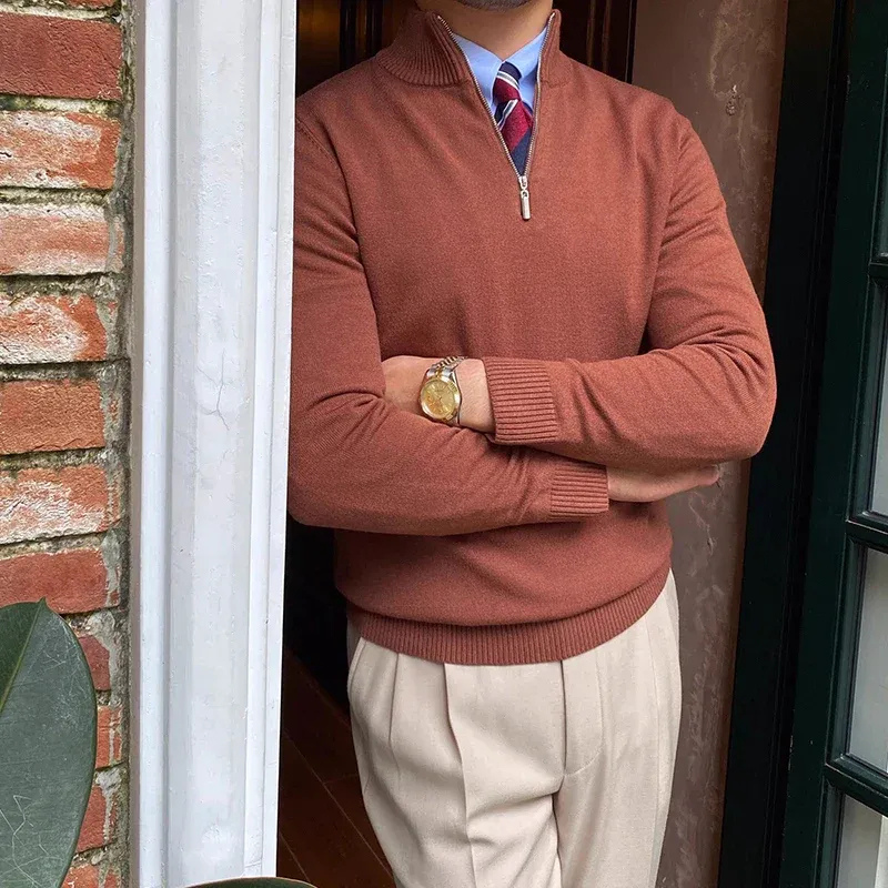 Herren-Freizeitpullover mit halbem Reißverschluss in modernem Design