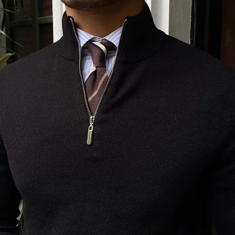 Herren-Freizeitpullover mit halbem Reißverschluss in modernem Design