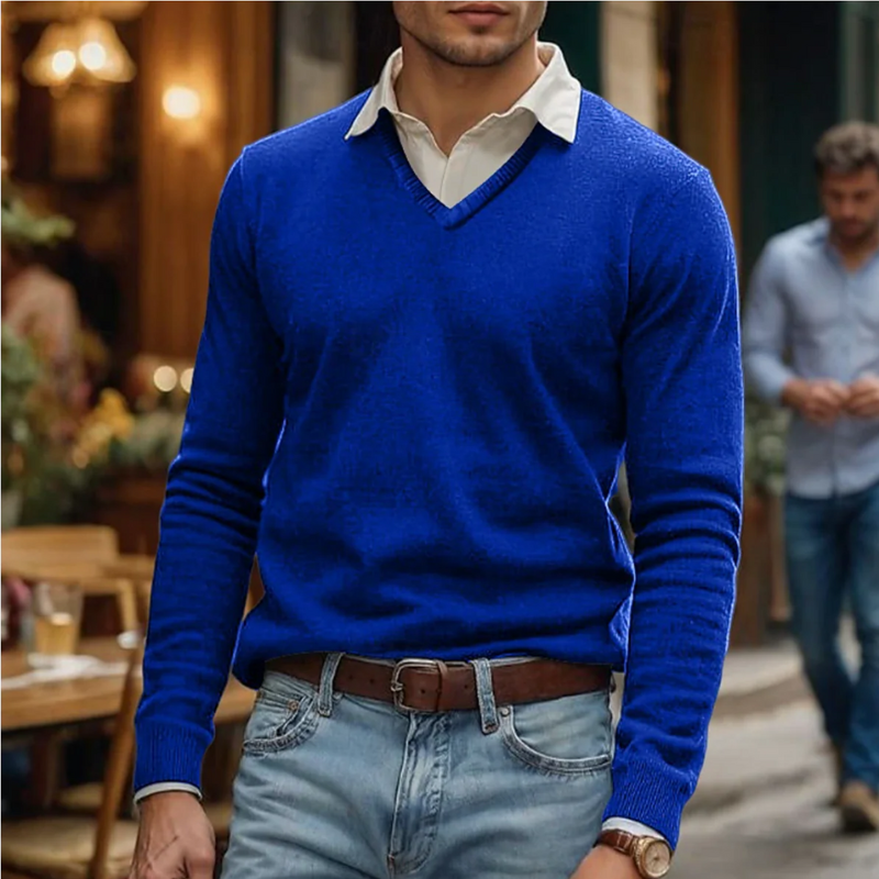 Herren-Freizeitpullover mit V-Ausschnitt, bequem und stilvoll für Alltag und Freizeit