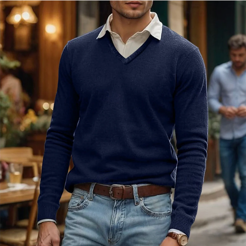 Herren-Freizeitpullover mit V-Ausschnitt, bequem und stilvoll für Alltag und Freizeit