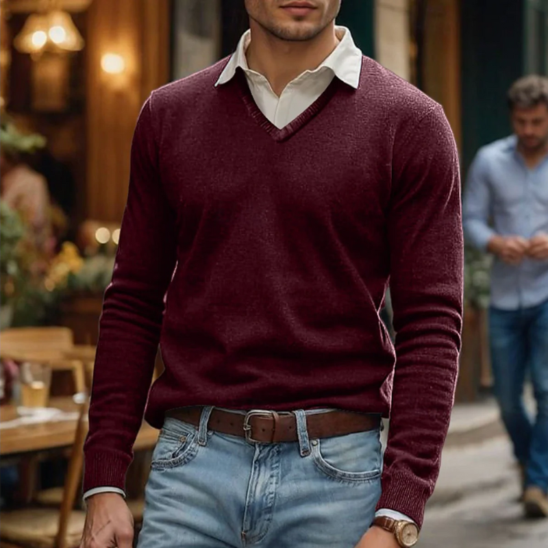 Herren-Freizeitpullover mit V-Ausschnitt, bequem und stilvoll für Alltag und Freizeit