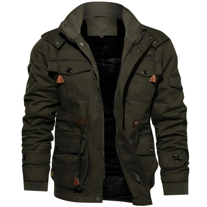  Funktionale Herrenjacke im Militärstil mit mehreren Taschen und modernem Schnitt