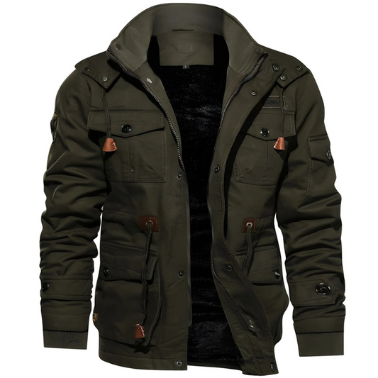  Funktionale Herrenjacke im Militärstil mit mehreren Taschen und modernem Schnitt