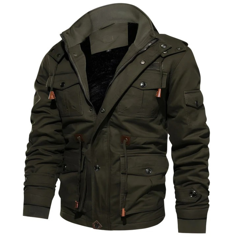  Funktionale Herrenjacke im Militärstil mit mehreren Taschen und modernem Schnitt