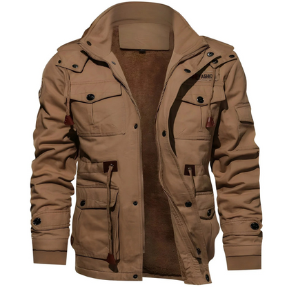  Funktionale Herrenjacke im Militärstil mit mehreren Taschen und modernem Schnitt