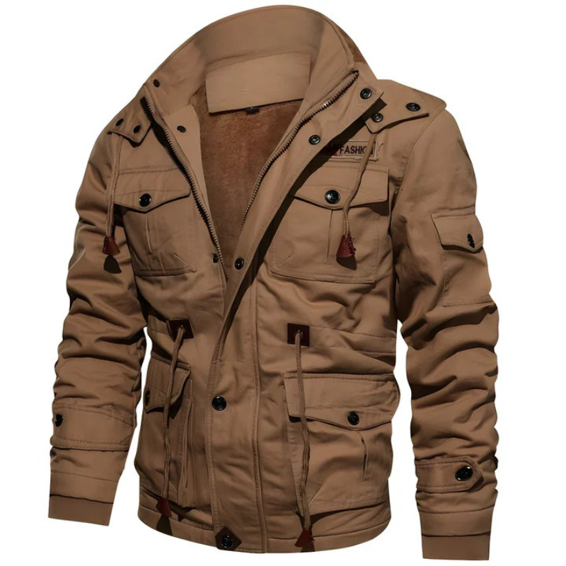  Funktionale Herrenjacke im Militärstil mit mehreren Taschen und modernem Schnitt