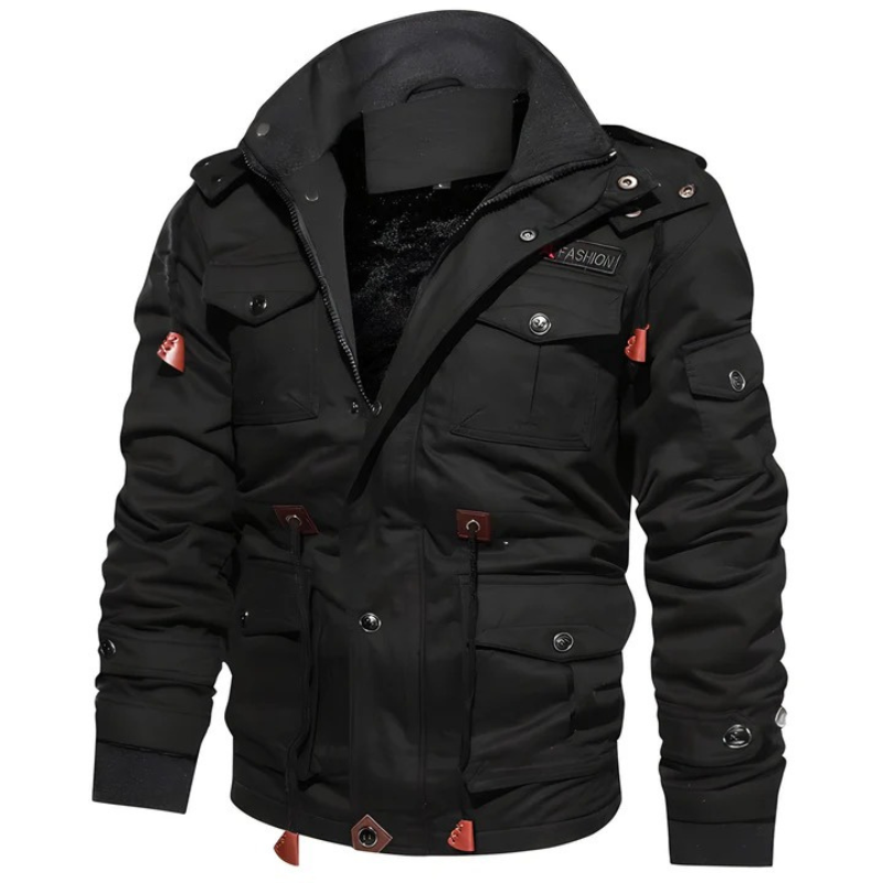  Funktionale Herrenjacke im Militärstil mit mehreren Taschen und modernem Schnitt