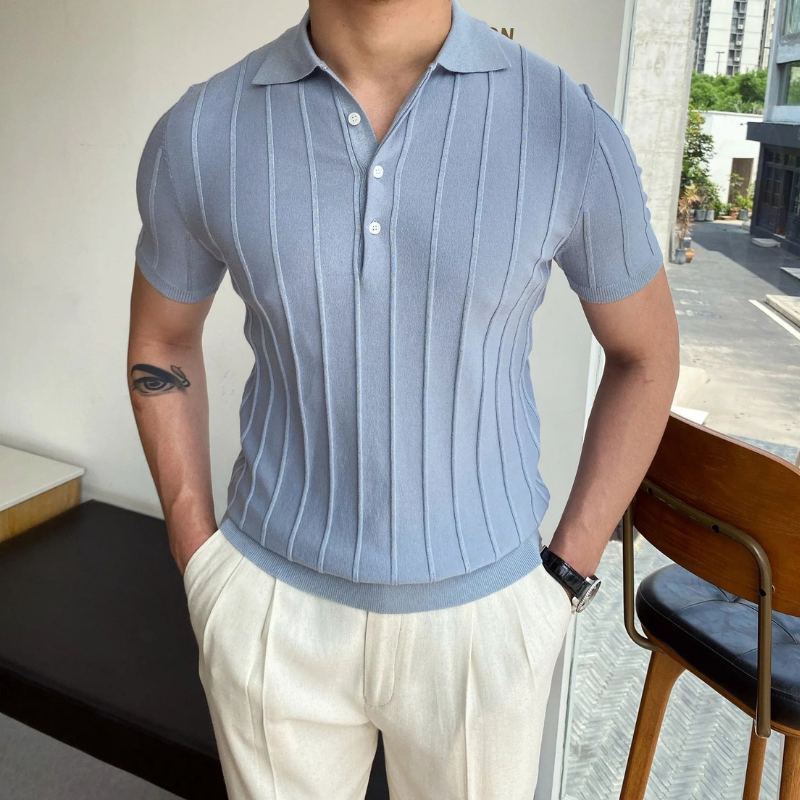 Herren gestreiftes Poloshirt in sportlich-elegantem Look für vielseitige Outfits“

