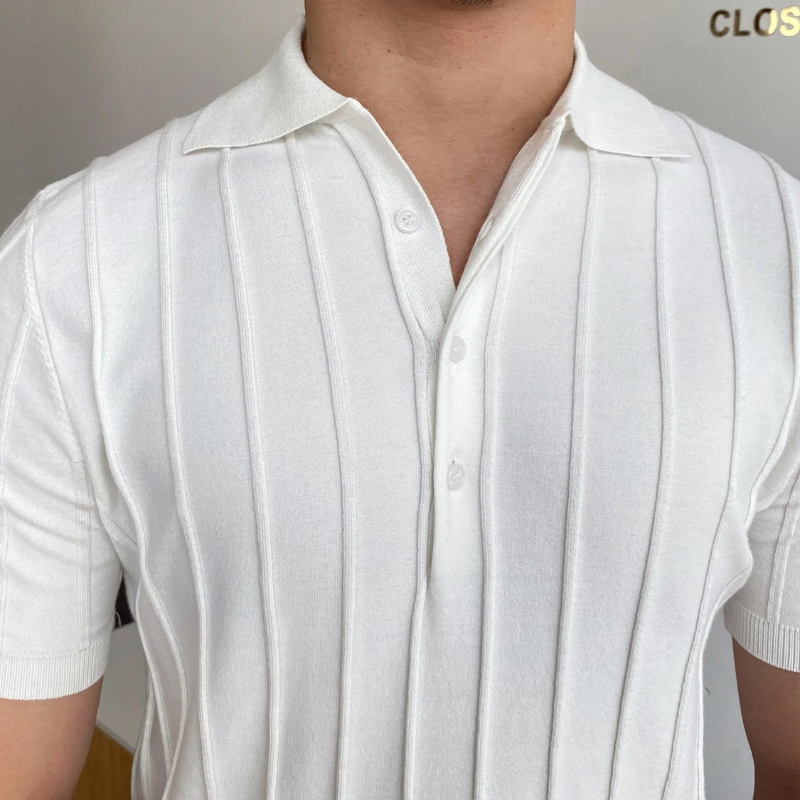 Herren gestreiftes Poloshirt in sportlich-elegantem Look für vielseitige Outfits“

