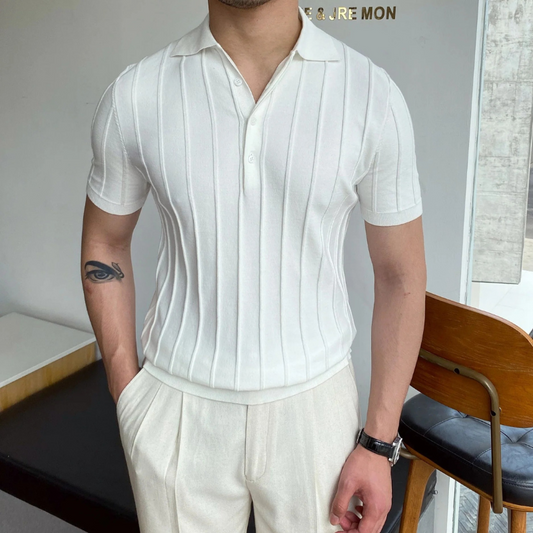Herren gestreiftes Poloshirt in sportlich-elegantem Look für vielseitige Outfits“

