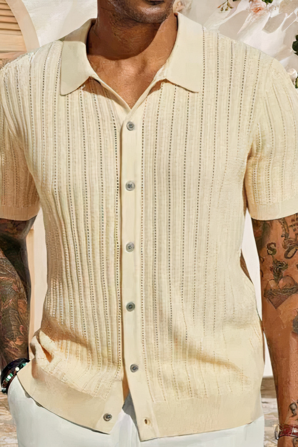 Herren gestricktes Urlaubshemd für sommerliche Tage und Freizeit








