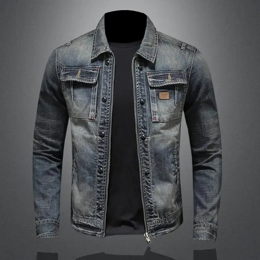  Herren Jeansjacke im Vintage-Stil für den Herbst, lässiges Design für Alltag und Freizeit