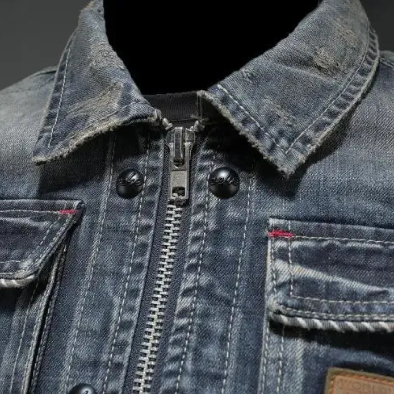  Herren Jeansjacke im Vintage-Stil für den Herbst, lässiges Design für Alltag und Freizeit