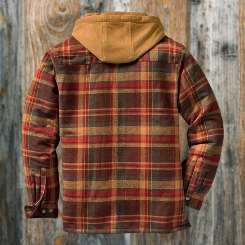 Herren karierte Kapuzenjacke für den Winter, warme Jacke mit sportlichem Design und Kapuze