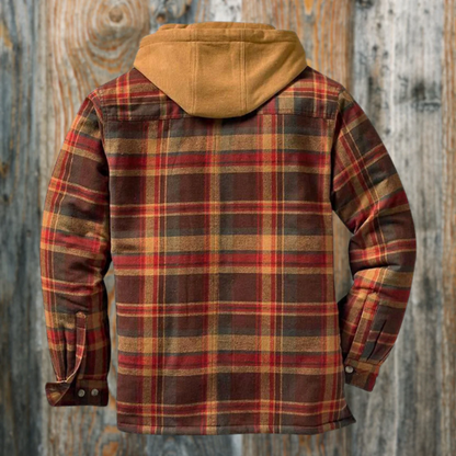 Herren karierte Kapuzenjacke für den Winter, warme Jacke mit sportlichem Design und Kapuze