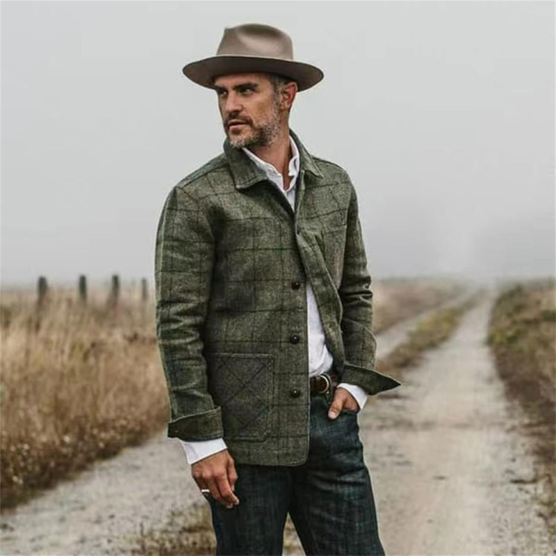 : Herren karierte leichte Jacke im modernen Design für die Übergangszeit