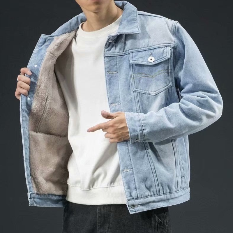 Herren klassische warme Jeansjacke im zeitlosen und bequemen Design für kühle Tage