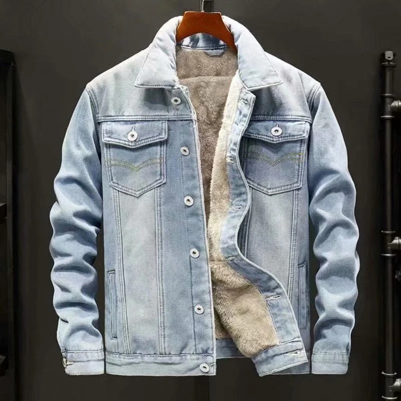 Herren klassische warme Jeansjacke im zeitlosen und bequemen Design für kühle Tage