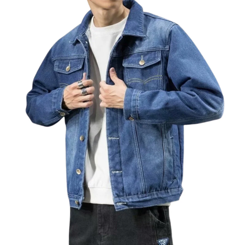 Herren klassische warme Jeansjacke im zeitlosen und bequemen Design für kühle Tage