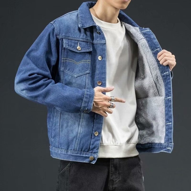 Herren klassische warme Jeansjacke im zeitlosen und bequemen Design für kühle Tage