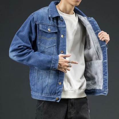 Herren klassische warme Jeansjacke im zeitlosen und bequemen Design für kühle Tage