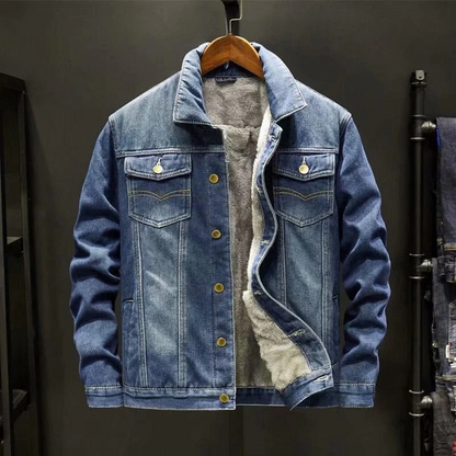 Herren klassische warme Jeansjacke im zeitlosen und bequemen Design für kühle Tage