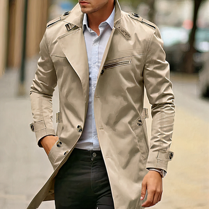 Herren klassischer Old-Money-Stil Trenchcoat in elegantem Design