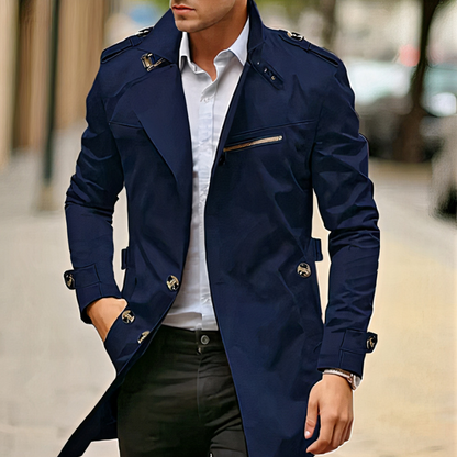 Herren klassischer Old-Money-Stil Trenchcoat in elegantem Design