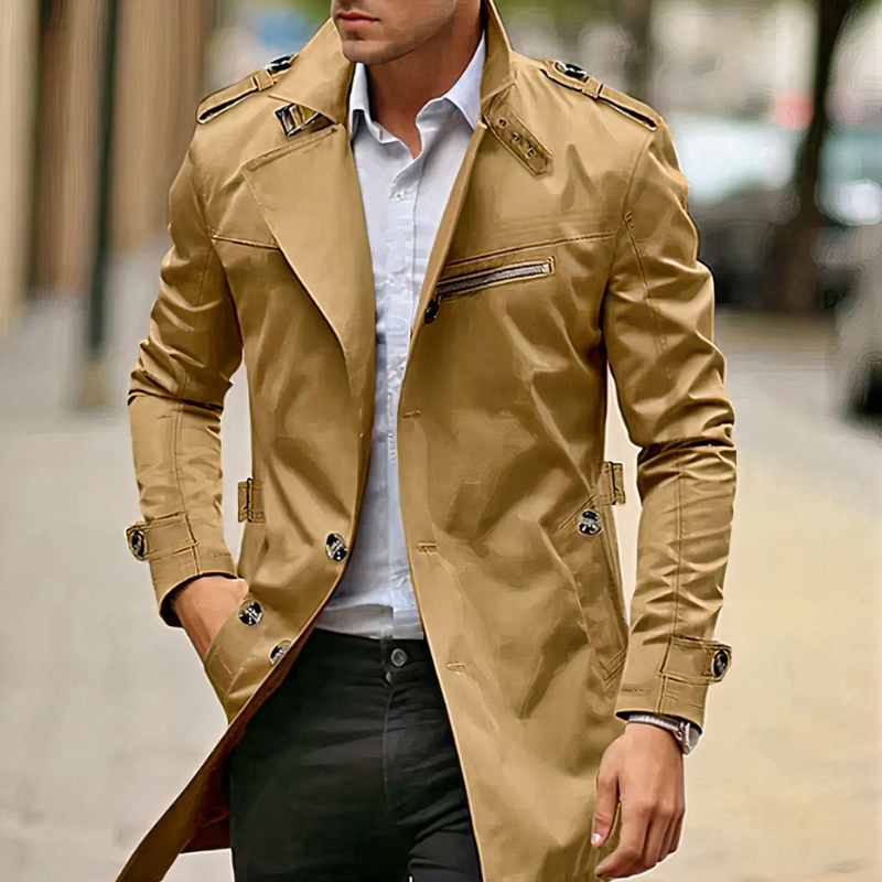 Herren klassischer Old-Money-Stil Trenchcoat in elegantem Design