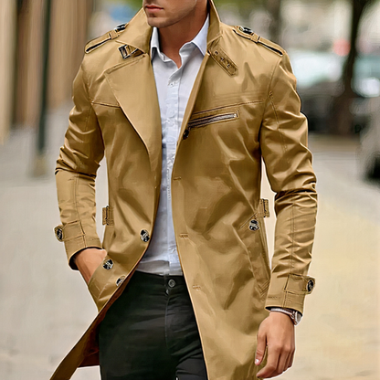 Herren klassischer Old-Money-Stil Trenchcoat in elegantem Design