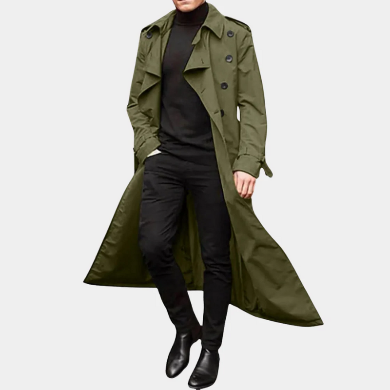 Herren klassischer wasserdichter Trenchcoat mit elegantem Design für Alltag und Beruf