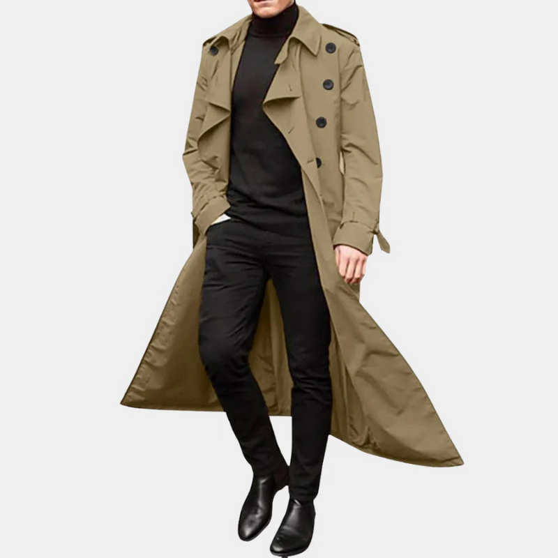 Herren klassischer wasserdichter Trenchcoat mit elegantem Design für Alltag und Beruf