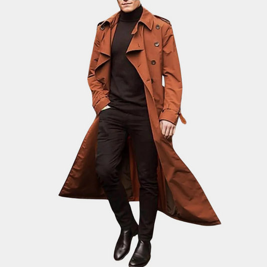 Herren klassischer wasserdichter Trenchcoat mit elegantem Design für Alltag und Beruf