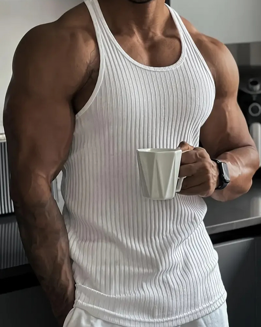 Herren klassisches geripptes Tanktop mit schlichter Passform und strukturiertem Look.