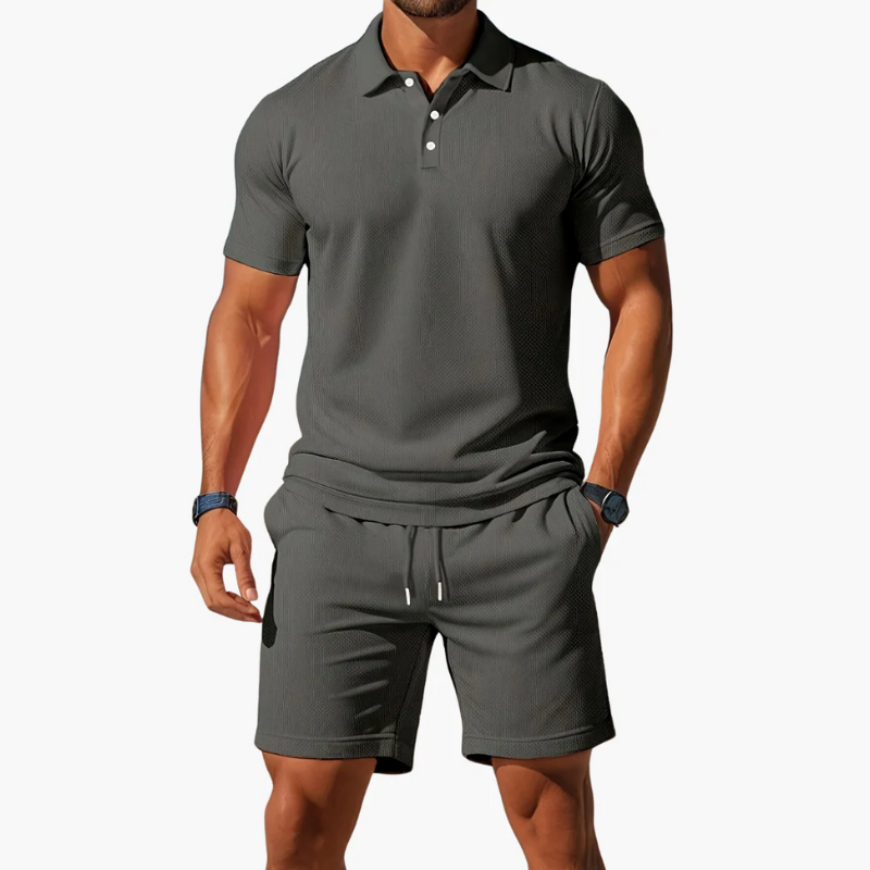  Herren klassisches Poloshirt- und Shorts-Set für stilvolle Freizeitlooks
