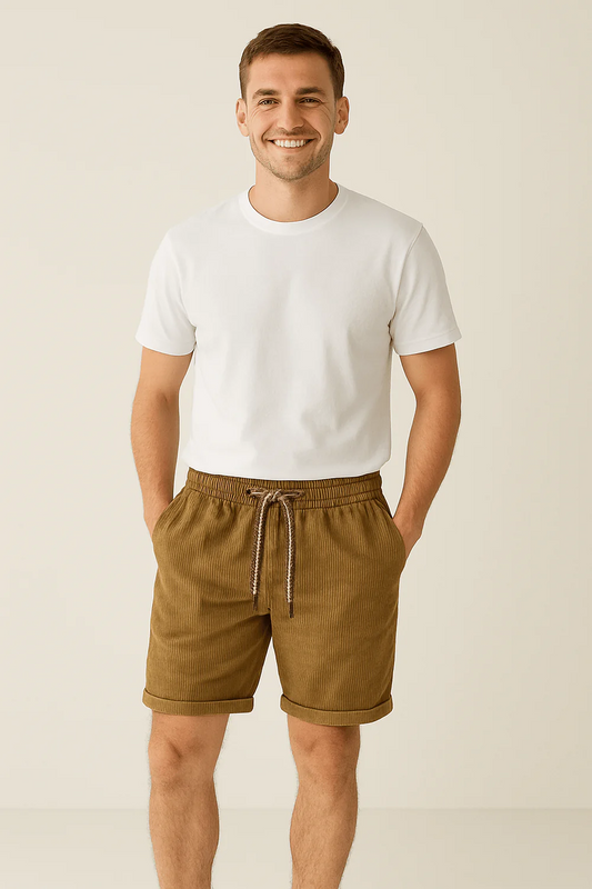 Herren lässige kurze Cordhosen für sommerliche Freizeit-Looks mit modernem Stil