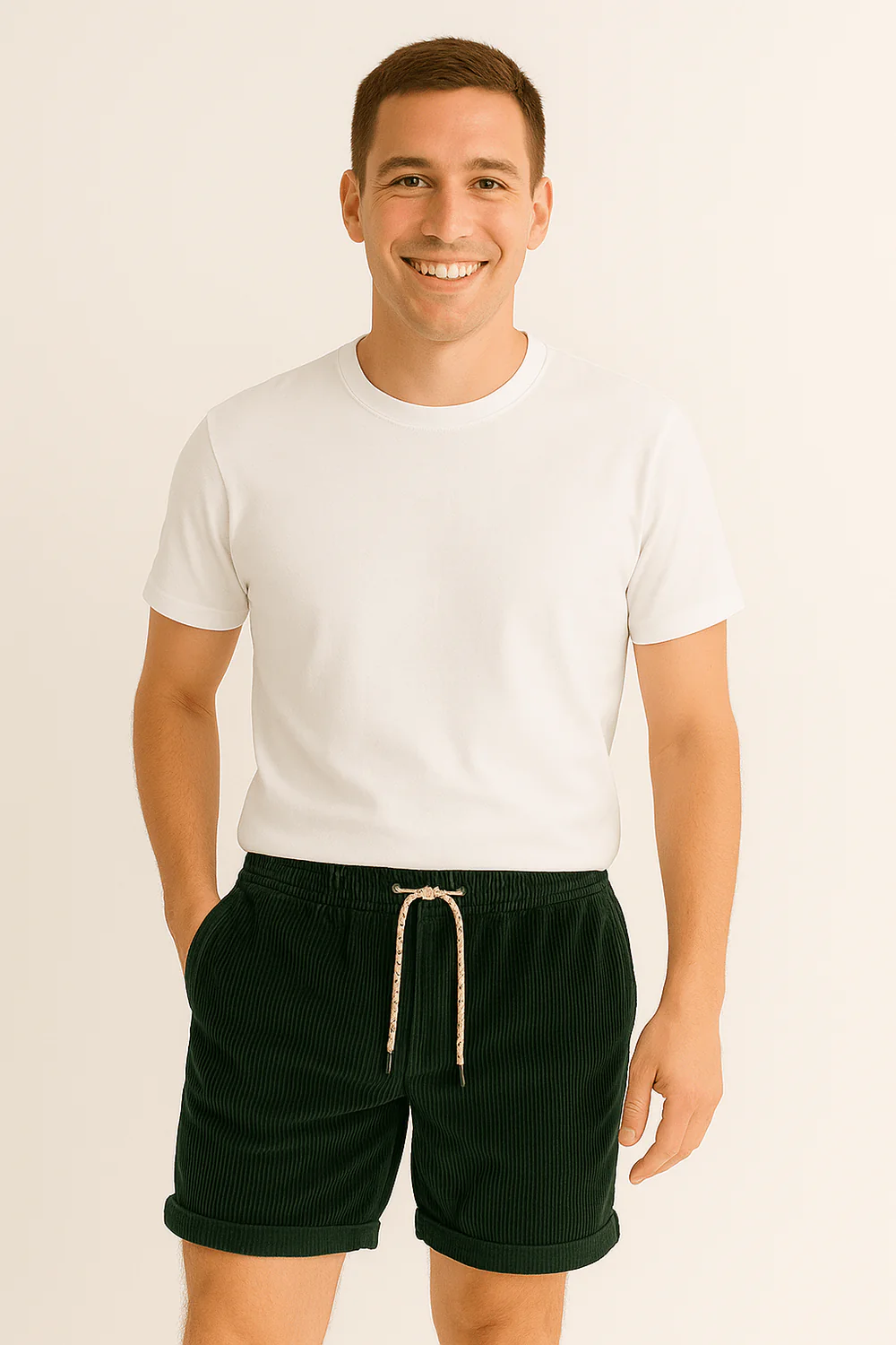 Herren lässige kurze Cordhosen für sommerliche Freizeit-Looks mit modernem Stil