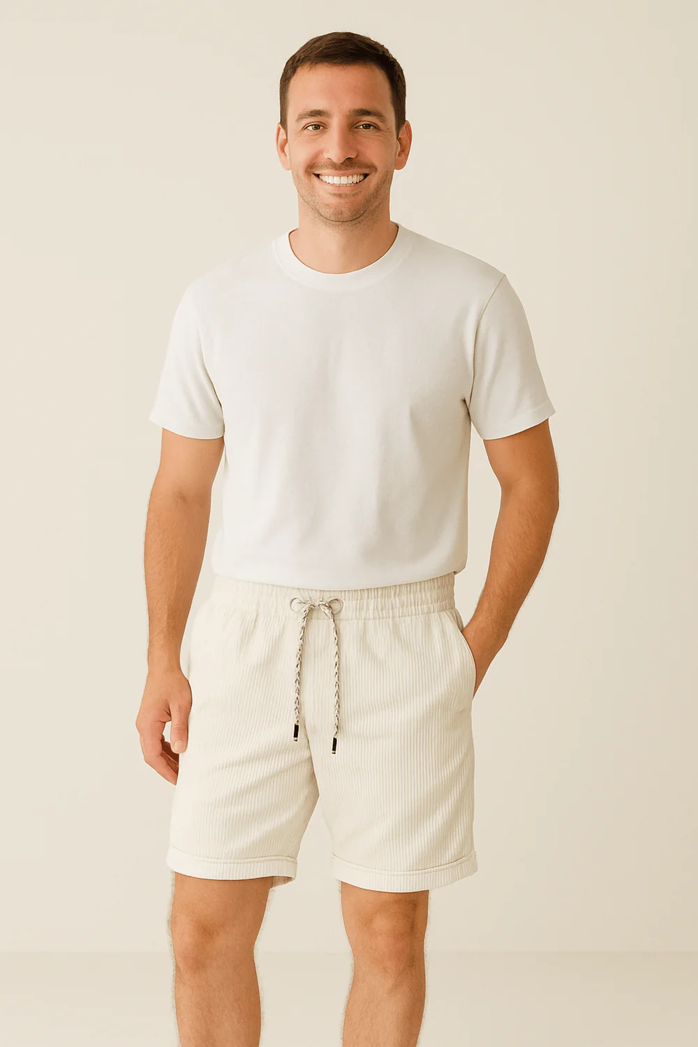 Herren lässige kurze Cordhosen für sommerliche Freizeit-Looks mit modernem Stil
